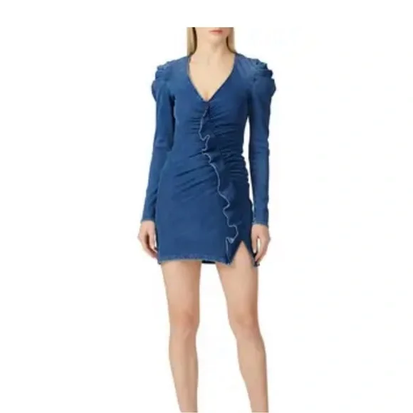 Jonathan Simkhai | Dresses | Jonathan Simkhai Classic Denim Long Sleeve Ruffle  Dress | Poshmark